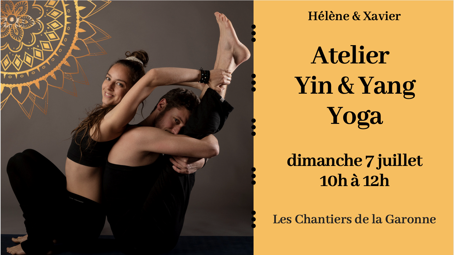 Atelier Yin & Yang yoga en bord de Garonne