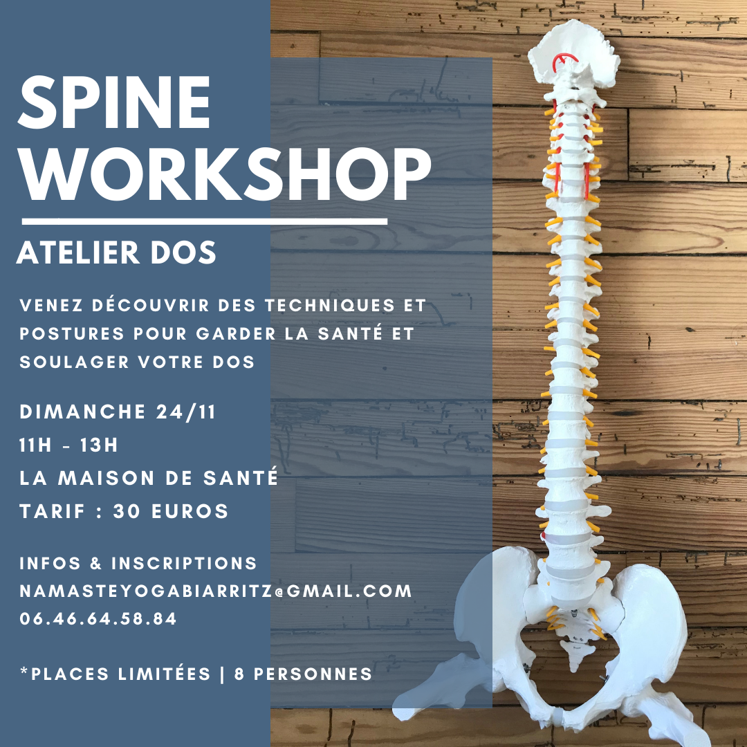Spine Workshop | Atelier Dos à Biarritz le 24/11 à 11H avec @NamasteYogaBiarritz