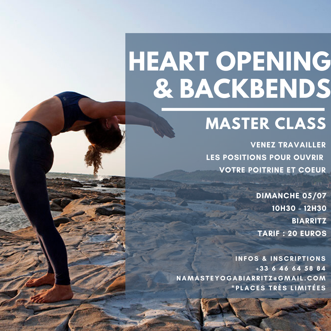Master Class Backbending & Heart Opening – Cours ouverture poitrine | Dimanche 05/07 | 10H30 – 12H30 avec @NamasteYogaBiarritz