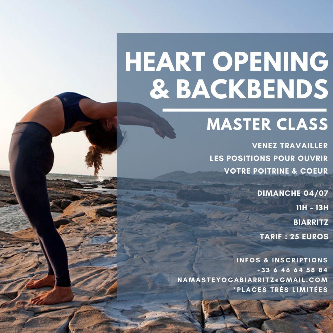 Backbending & Heart Opening Masterclass – Cours ouverture poitrine | Dimanche 04/07 | 11H – 13H avec @NamasteYogaBiarritz