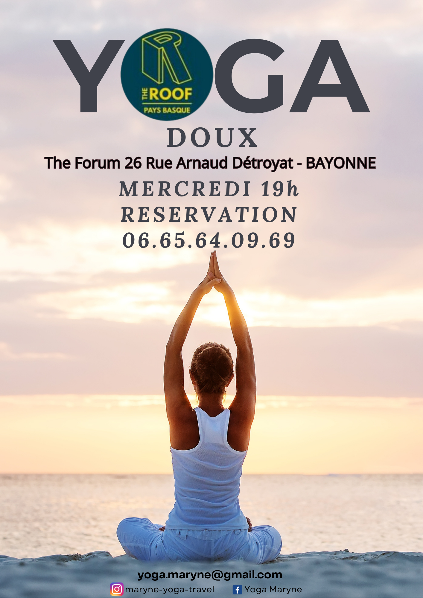 Yoga flow doux Bayonne Mercredi 19H (3/07)