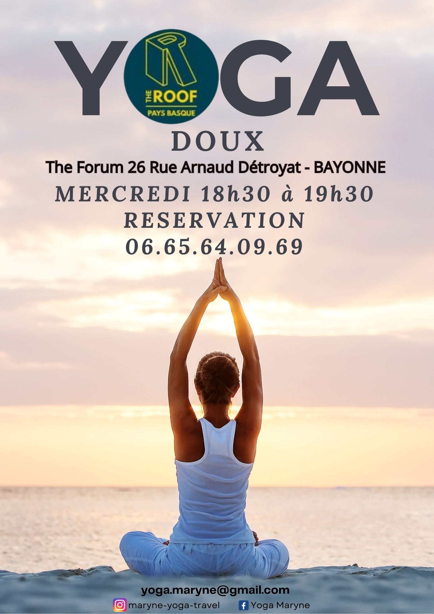 Yoga doux Mercredi 18H30 Bayonne (24 Avril)